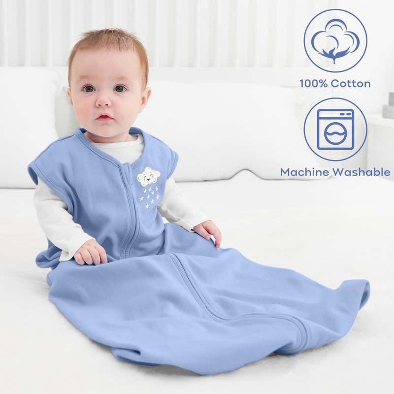 Yoofoss Baby Sleep Sack 18-24 Months Baby Wearable Blanket 100% Organic Cotton 2-Way Zipper TOG 0.5 Toddler Sleeping Sack 3 Pack, Soft Lightweight Sleep Sacks for Babies(X-Large)