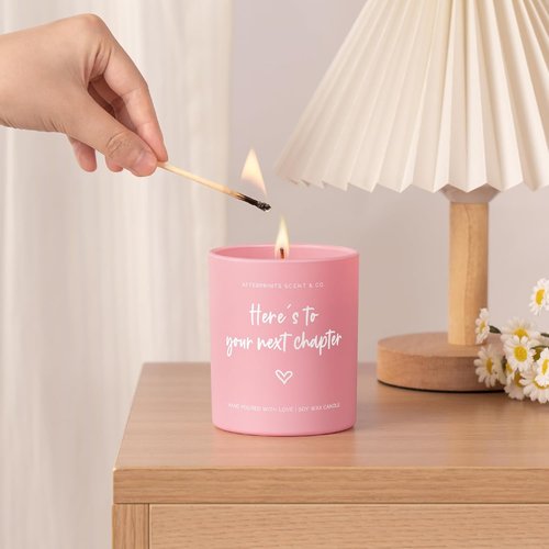 Afterprints New Chapter Candle Gifts for Women, Friends, Coworker Leaving Gifts for Women, Retirement, Graduation, Promotion, Good Luck Gift, Here’s to Your Next Chapter Scented Candles 10oz