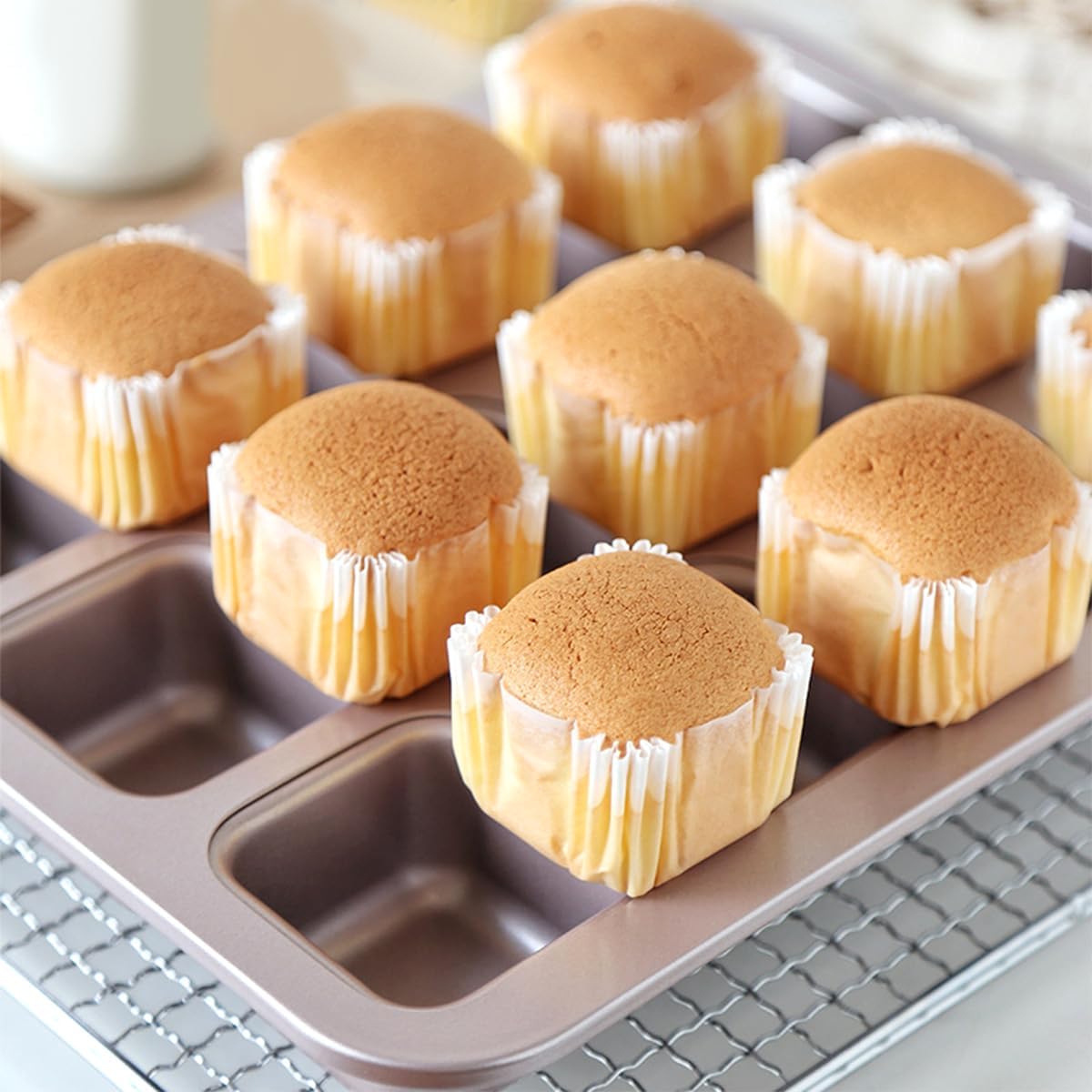 Skiennix White Cupcake Liners - 100 Count Square Baking Cups, Food Grade & Grease Resistant