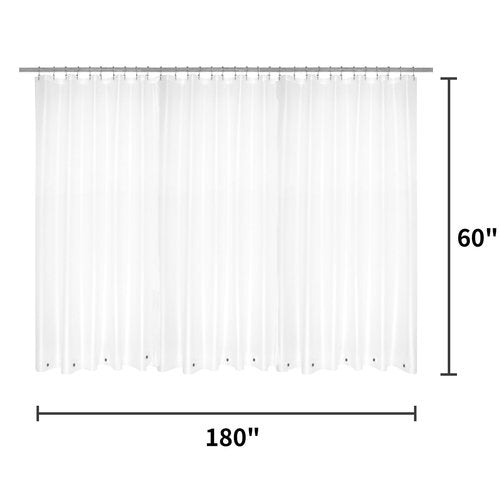 Barossa Design Clawfoot Tub Shower Curtain Liner with 12 Magnets - 180" W x 60" H Short PEVA Shower Curtain Wrap Around for Bathroom, Waterproof PVC Free & Metal Grommets - Frosted, 180x60
