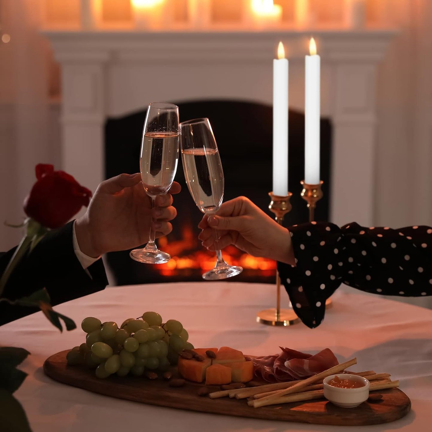 Reginary Flameless Taper Candles - 10 Inch Battery Operated LED Candlesticks | 36 Pieces White for Christmas & Weddings