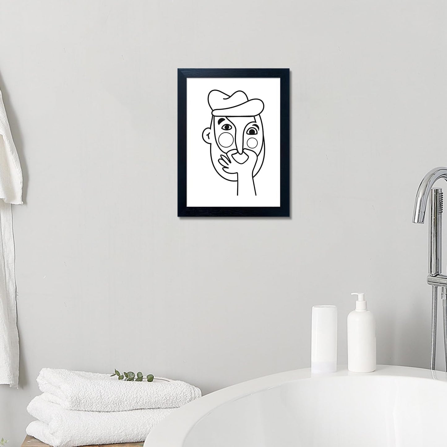 Regine Switzerland Funny Bathroom Wall Art - Modern Minimalist Canvas Print | Black & White Decor