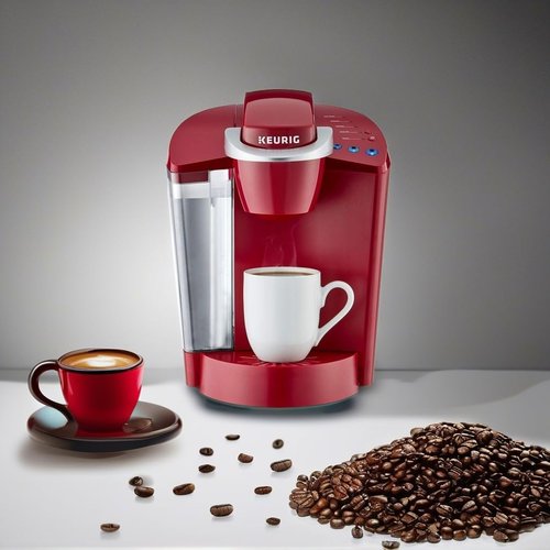 Keurig K-Classic Coffee Maker - Single Serve, Red Finish, Easy Brewing Experience