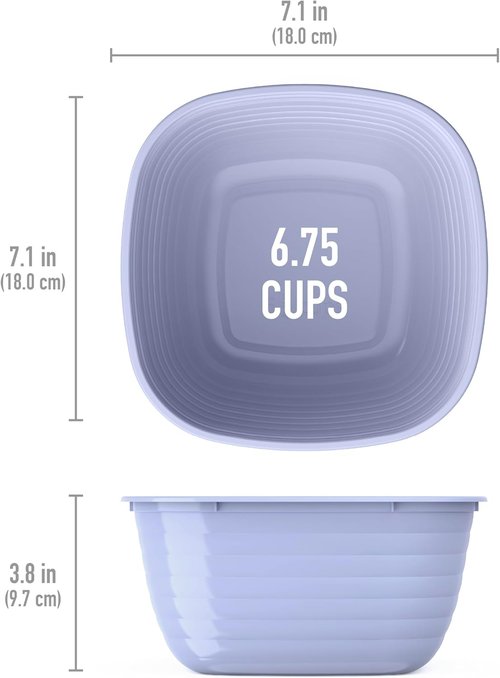 Bentgo Prep - Reusable 1-Compartment Meal Prep Bowls with Custom Fit Lids - 10 Durable, Microwaveable Bowls & Lids (Periwinkle)