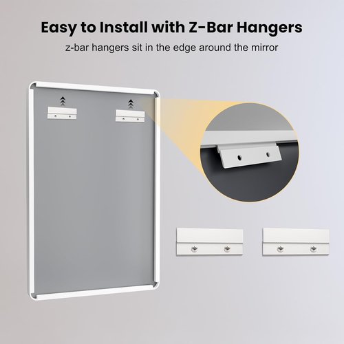 LOAAO White Metal Framed Bathroom Mirror - Large Rounded Rectangle, Anti-Rust, 50x30 Inch, Versatile Hanging Options