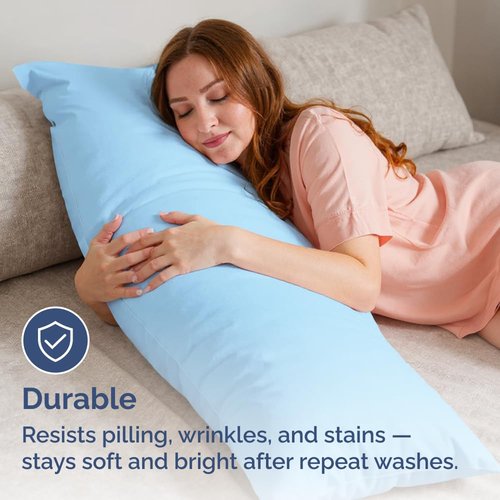 Body Pillowcases Set of 2-20x54 Long Body Pillow Case - Soft Body Pillow Cover for Sleeping & Side Sleepers - Comfy, Breathable & Wrinkle Free - Machine Washable w/Envelope Enclosure (Light Blue)