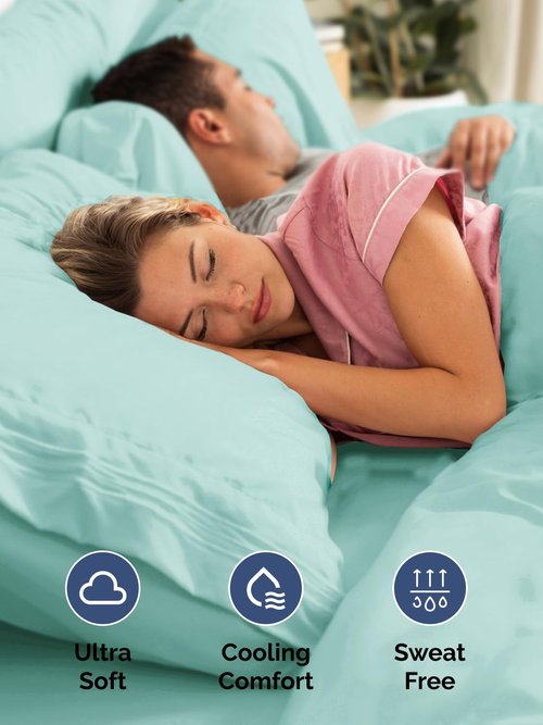 Extra Deep King Fitted Sheet - Hotel Luxury Single Fitted Sheet Only - Easily Fits 18 inch to 24 inch Mattress - Ultra Soft, Wrinkle & Fade Free w/Extra Deep Pockets - Breathable & Comfy - Spa Blue