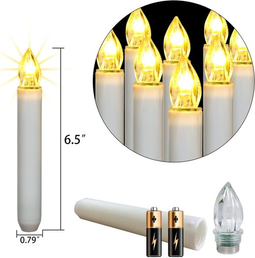 Homemory 12PCS LED Window Candles - 2X Brighter Flameless Taper Candles with Timer & Suction Cups for Christmas Decor