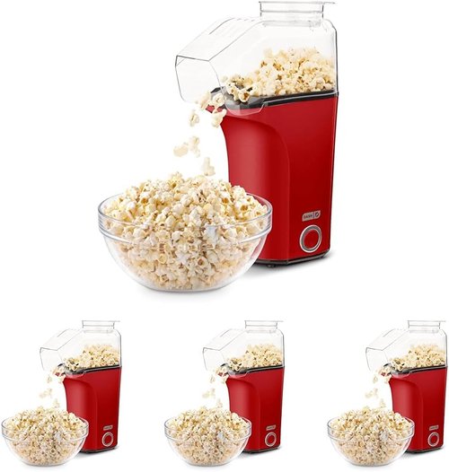 Dash Fresh Pop Popcorn Maker - Oil-Free Air Popper with Measuring Cup & Recipe Guide - 16 Cups, Red