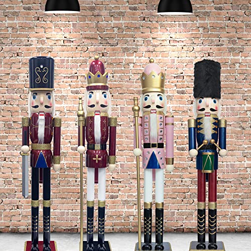 Large 4ft King Christmas Nutcracker Figurine - Wooden Holiday Decor for Front Door & Fireplace (Variation of THIS listing)