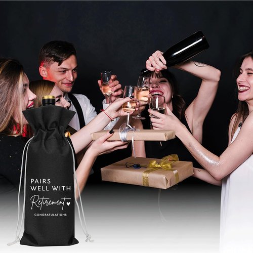 Black Retirement Wine Bag Retirement Gifts for Women Men Farewell Gifts for Coworkers Going Away Gift for Friends Boss