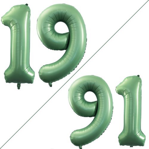 GOER Jumbo 42-Inch Number 19 Balloons - Sweet 19 Party Decorations in Sage Green | Helium Foil