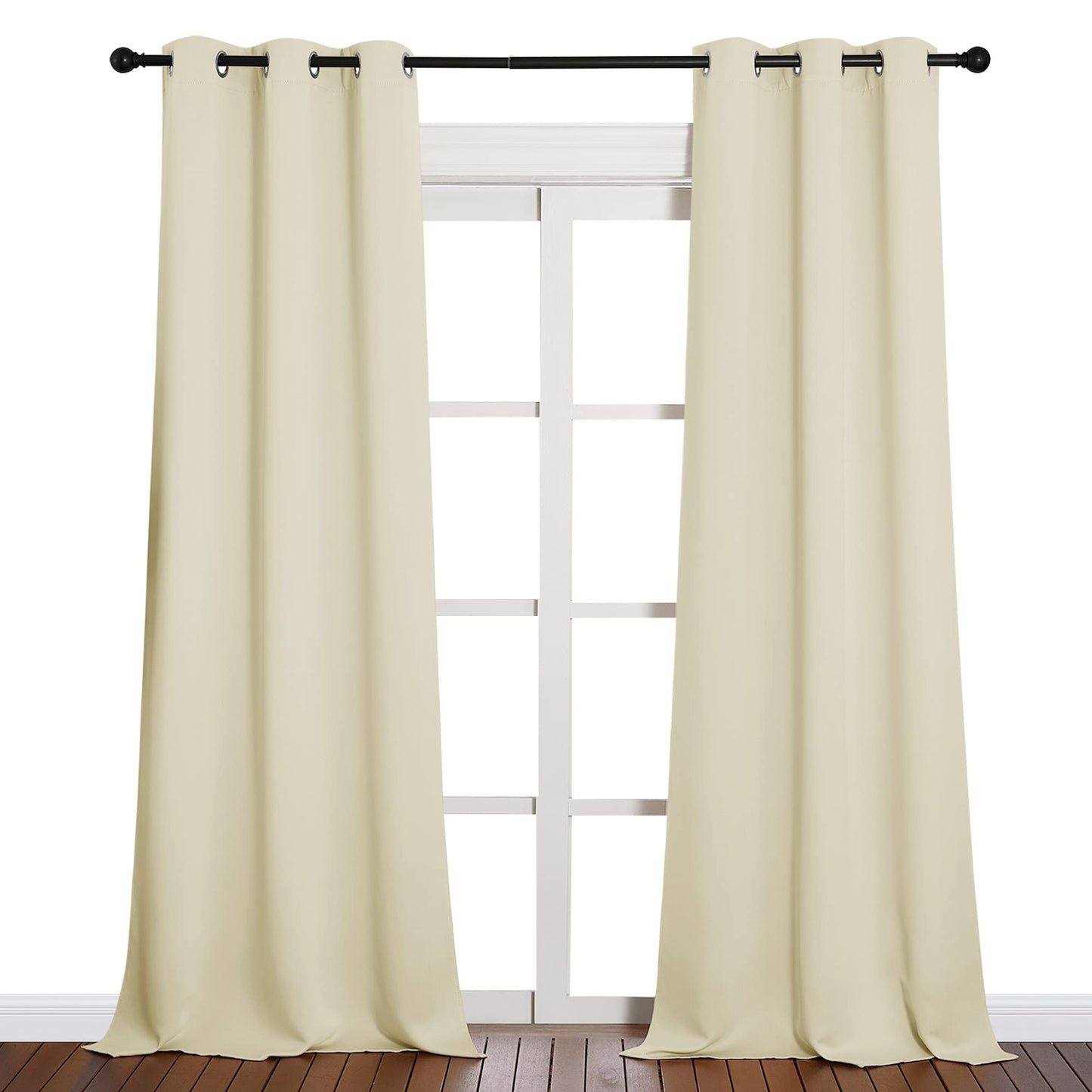 NICETOWN Room Darkening Curtain Panels - Baby Room Curtains 90 inches Long, Privacy Draperies (Beige, 42 inch Width, 2 Panels)