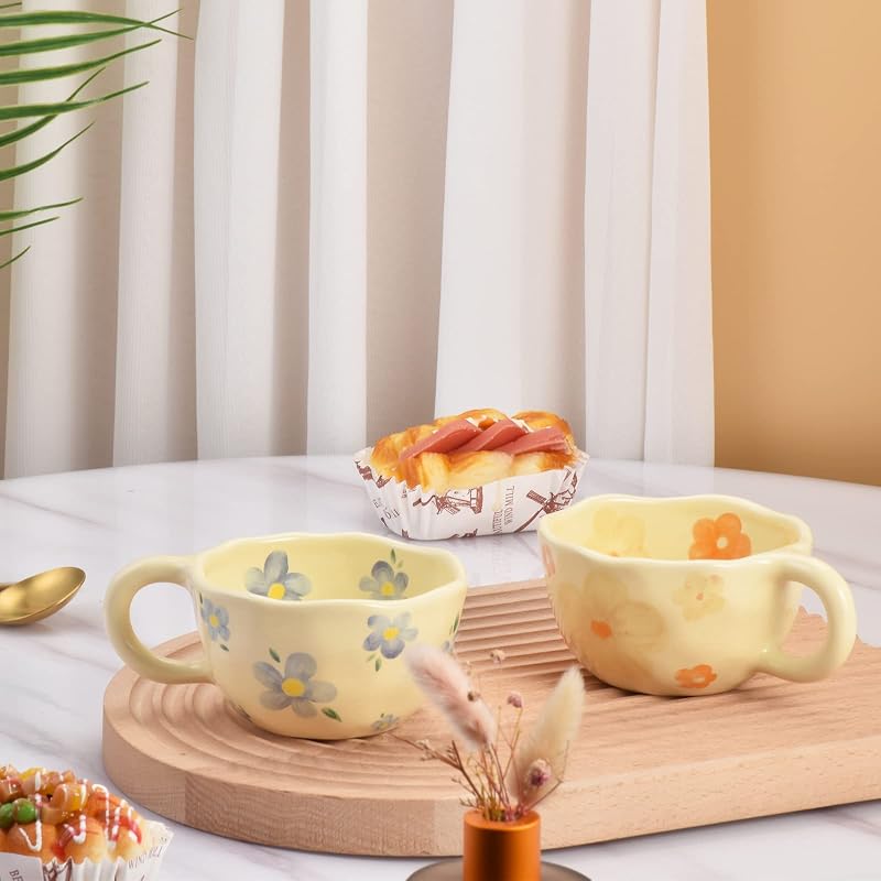 Koythin 8.5oz Floral Ceramic Mug - Blue Flower Coffee Tea Cup (Variation: Blue Flower)