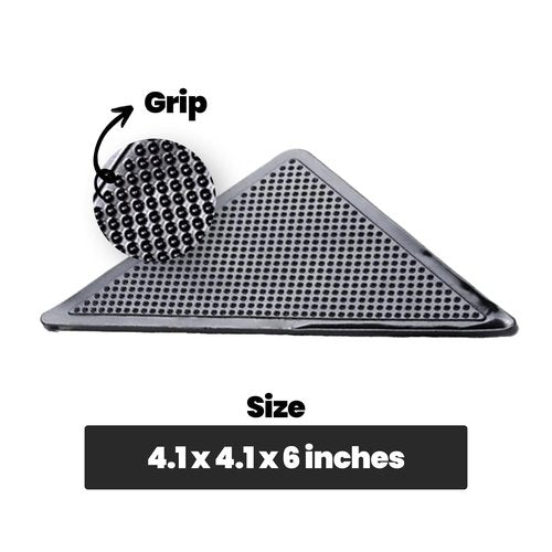 Muddy Mat® Heavy Duty Non-Slip Reusable Rug Corner Pads - Double-Sided Adhesive Pad for Corners and Sides on Hardwood Floors, Area Rugs - Keep Your Rug in Place (Pack of 4)