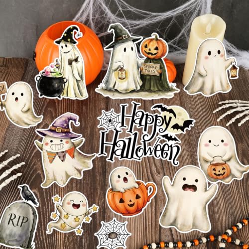 Halloween Ghost Cardboard Cutouts Set - Retro 36 Pieces for Home, Office, Classroom, Party Decoration