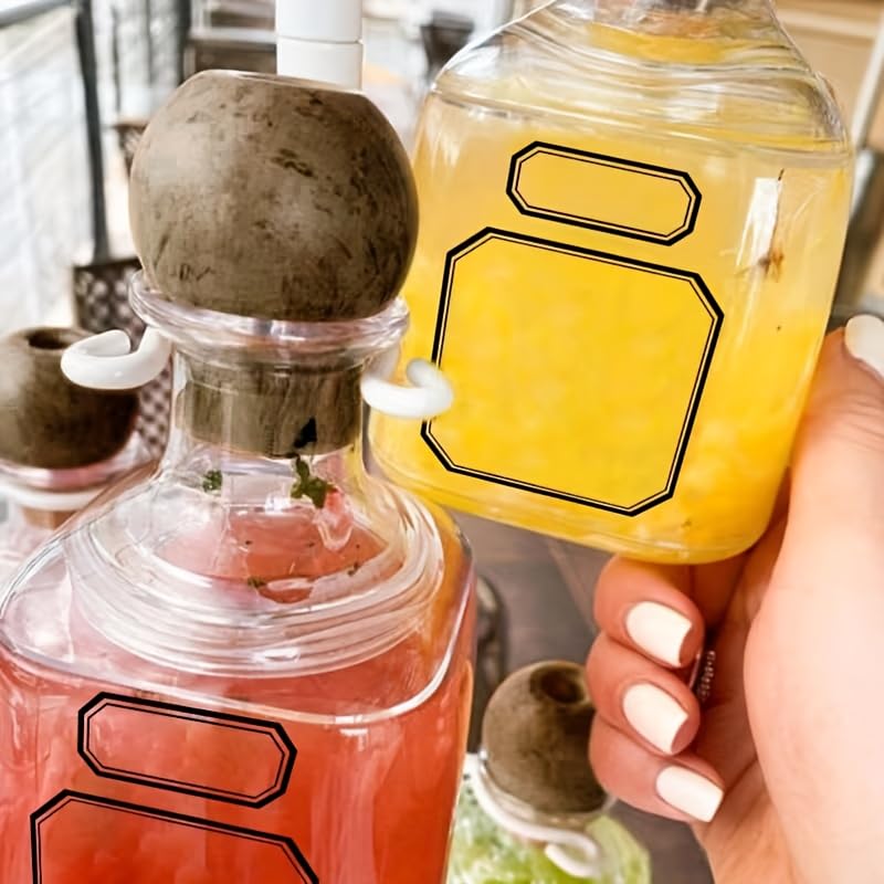 4 Pieces Transparent Plastic Wine Bottles with Cup Handle & Straw Set