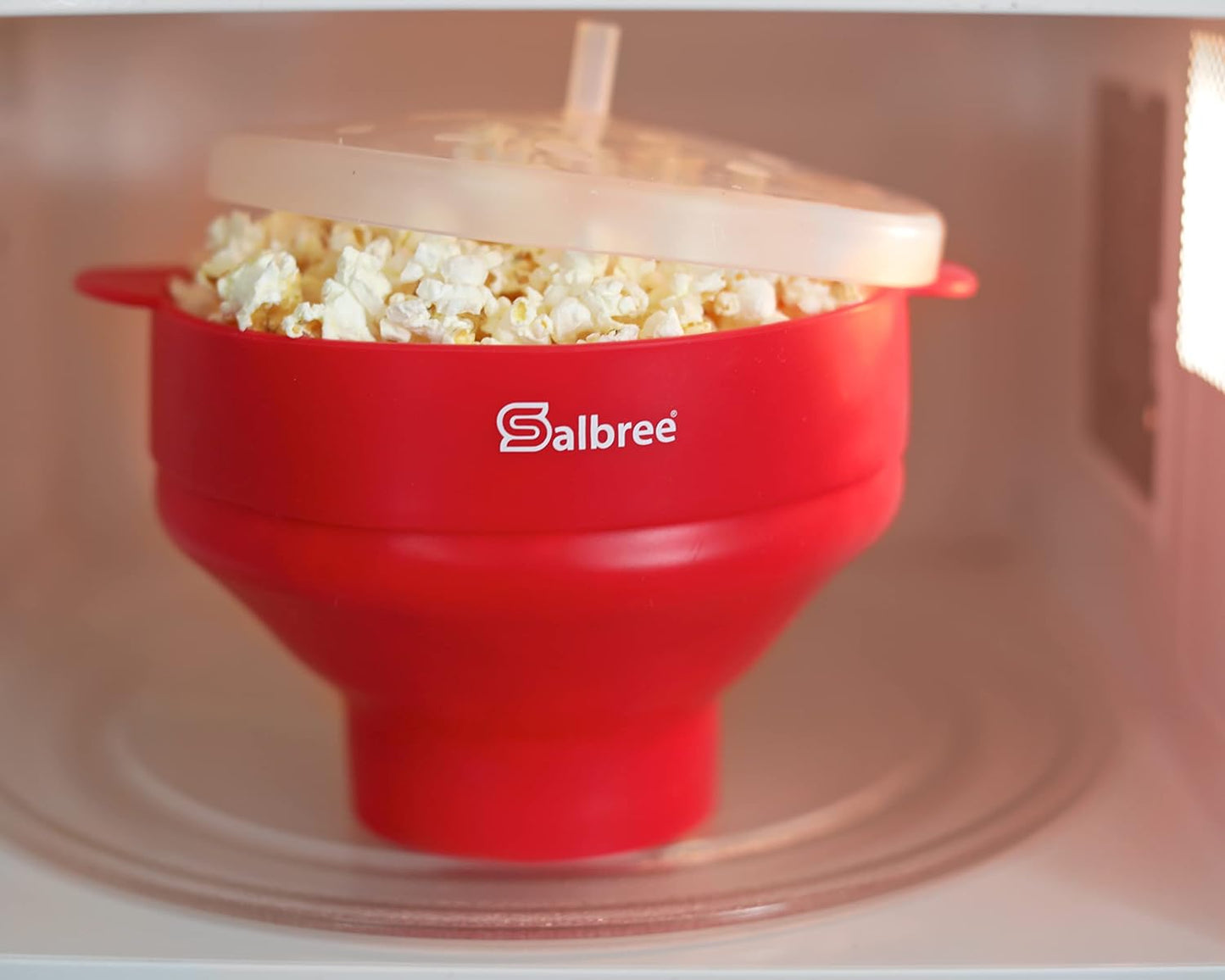 Salbree Collapsible Silicone Microwave Popcorn Popper - 16 Cup Capacity, Versatile & Colorful (Red)