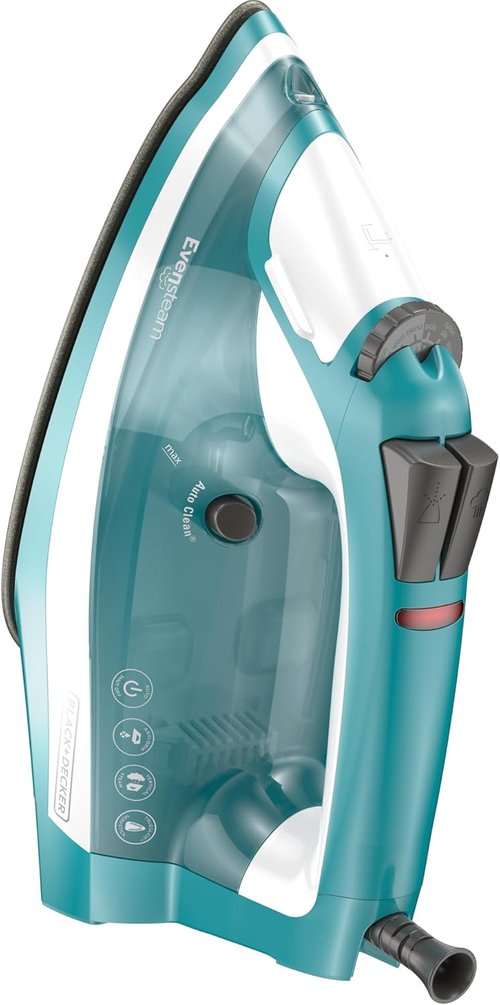 BLACK+DECKER IR16X Garment Steam Iron - One-Step Design with Stainless Nonstick Soleplate, Turquoise