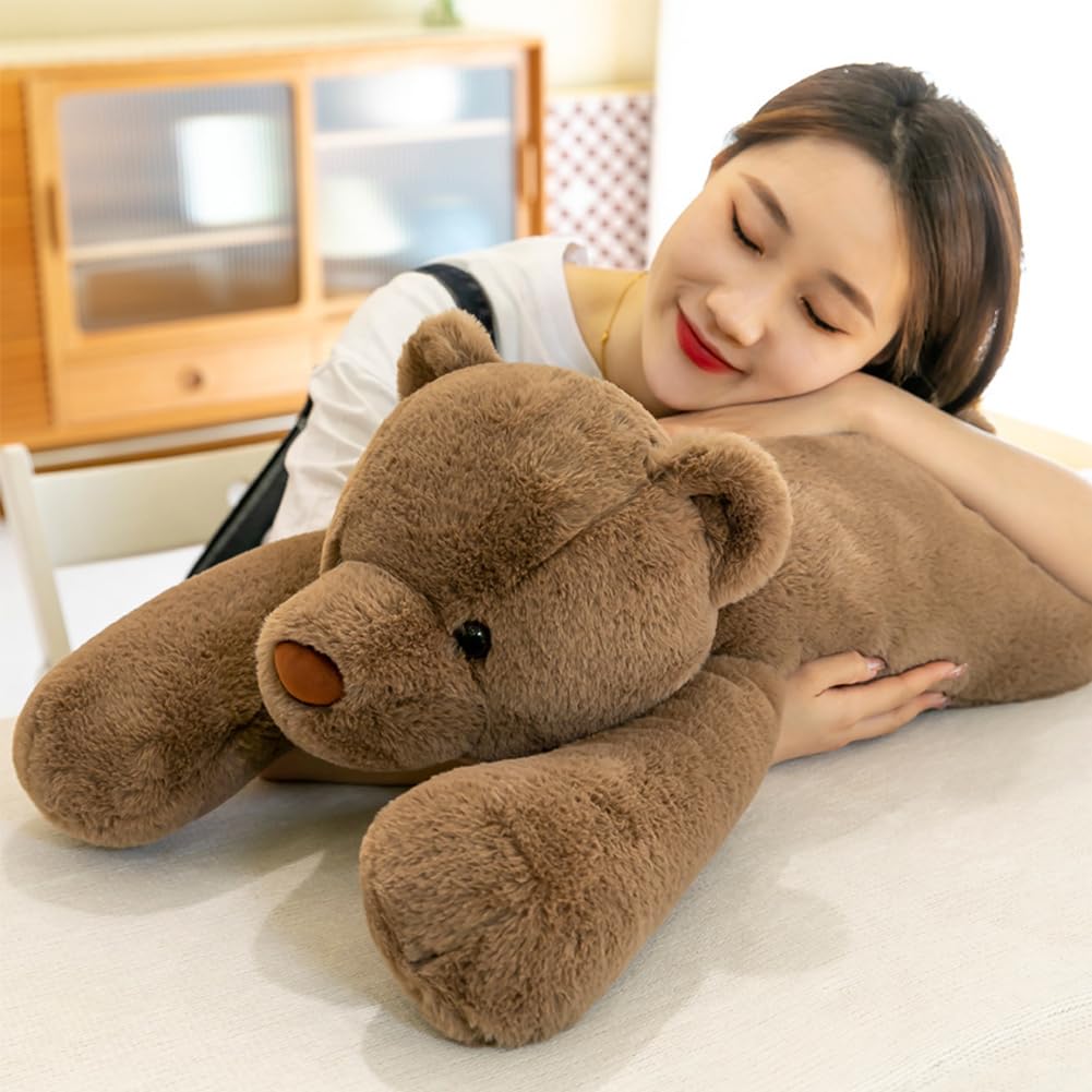 SNOWOLF Large Bear Stuffed Animals, 31.5" Brown Bear Plush Throw Pillow Super Cute Kawaii Plushie Toys Gifts for Boys Girls Adults, 80cm, Brown