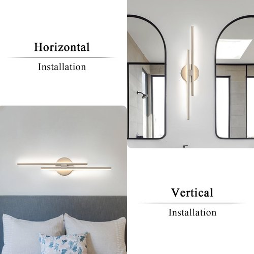 EDISLIVE Dimmable Modern LED Vanity Light Fixtures Bathroom Vanity Wall Lighting, 23.6 in Mirror Vanity Lighting Fixtures for Bathroom Bedroom Makeup Living Room,3000K Warm Light(Nickel)