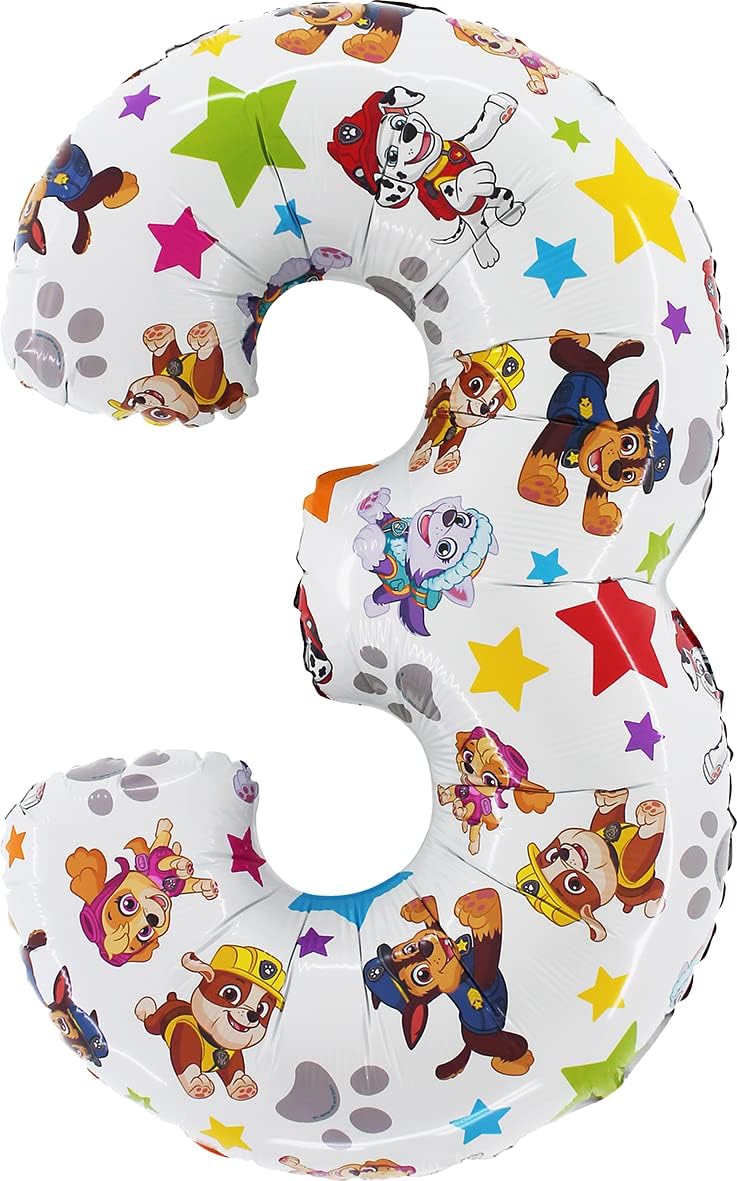 Toyland® 26-Inch Paw Patrol Foil Balloon - Kids' Party Decoration - Available in Numbers 1-6 (Number 3)