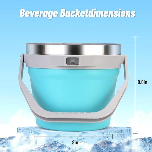 7.5L Insulated Ice Bucket with Lid, Scoop & Tongs, Large Stainless Steel Double-Wall Beverage Cooler, Holds 6 Beer Bottles or 3 Wine Bottles, Great for Parties, BBQ, Bar, Outdoor Events/256oz
