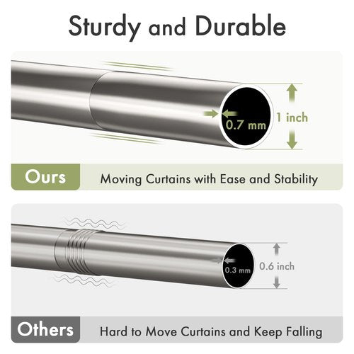 AmazerBath Nickel Spring Tension Shower Curtain Rod 31-75 Inches, 1 Inch Diameter Heavy Duty Tension Rod Rust Proof Bathroom Curtain Rod, Adjustable No Drill Easy Segmented Installation