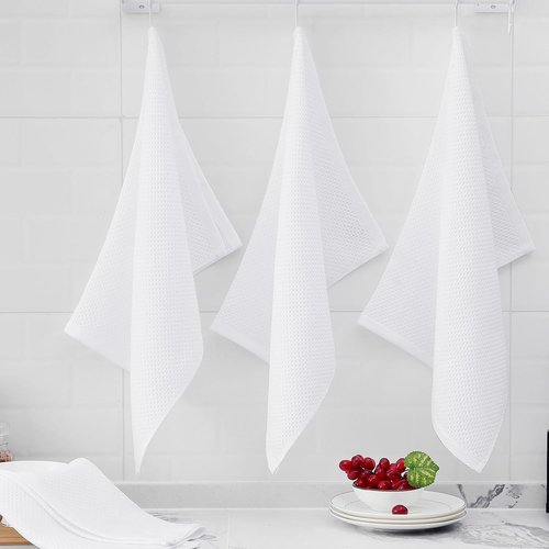 Homaxy 100% Cotton Kitchen Dish Towels - Ultra Soft, Absorbent & Quick Drying | 20 x 28 Inches, 4-Pack, White