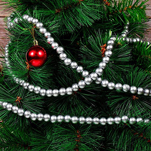 12 Feet Wooden Bead Garland for Christmas Tree Decor - Silver Gray