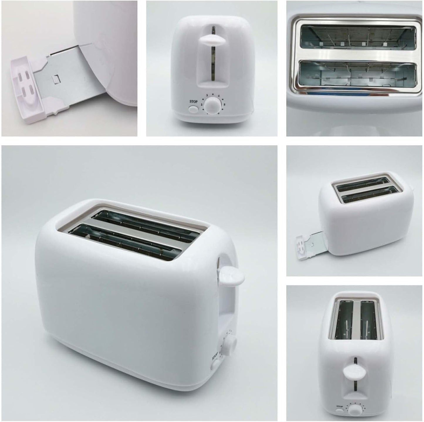 Skiennix Retro 2-Slice Stainless Steel Toaster - 6 Functions, Removable Crumb Tray, White