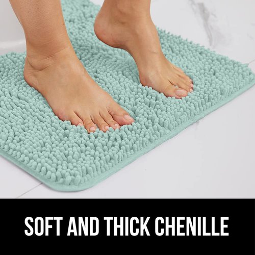 GORILLA GRIP Bath Rug Mat 70x24, Soft Absorbent Chenille, Quick Dry Microfiber Mats, Rubber Backing Washable Shower Floor Rugs, Bathmat Runner, US Designed Bathroom Home Decor Accessories Seablue