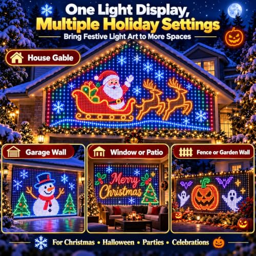 Smart LED Curtain Lights Christmas 5.24x5.24 ft - 256 LEDs, 5 Dynamic Modes