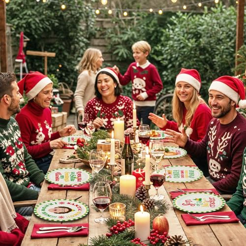 Christmas Paper Plates 60 Pack - 9 Inch Festive Holiday Dinnerware with Elf Design