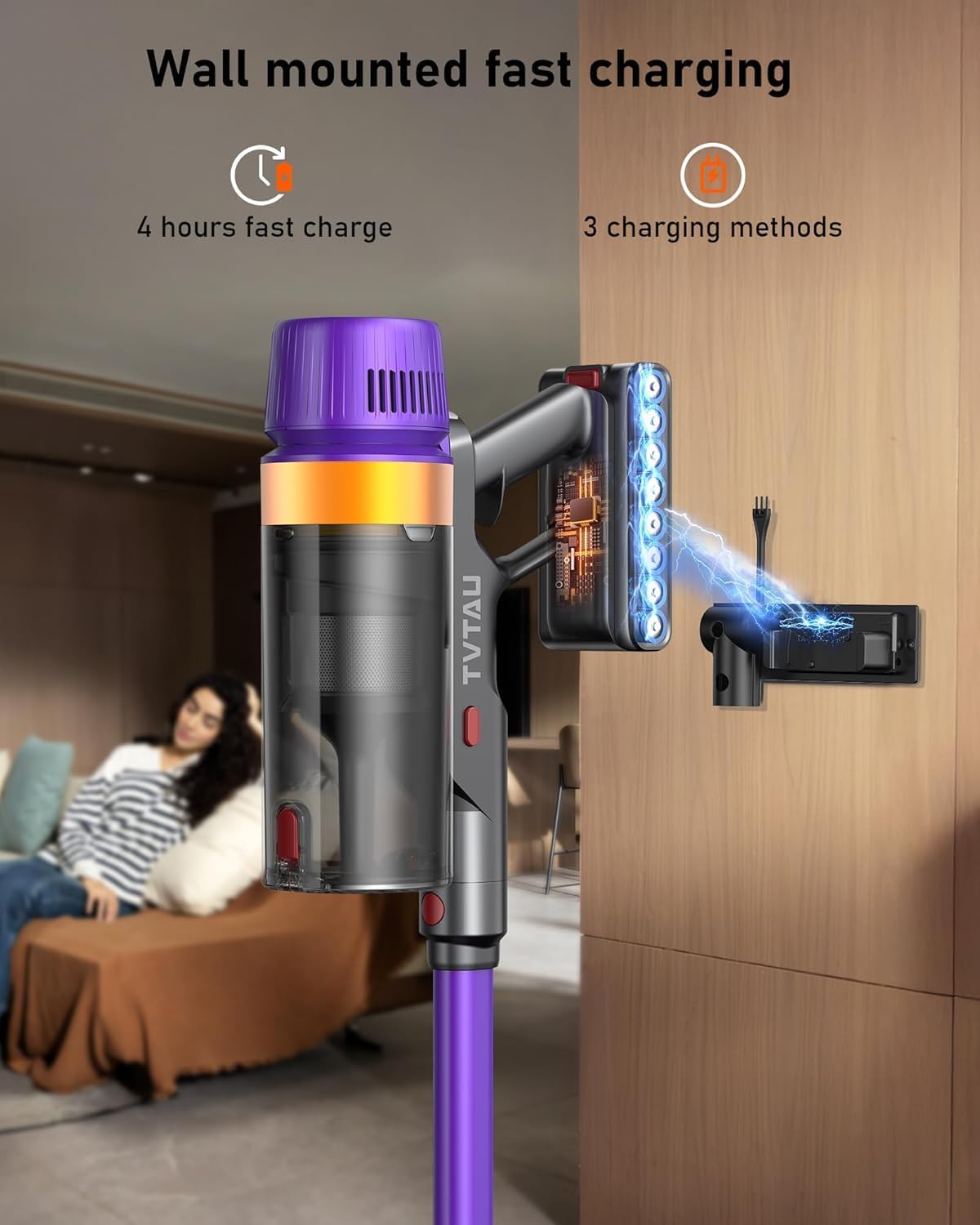 Skiennix Cordless Vacuum Cleaner - Powerful 620W, 75-Min Runtime, LED Display, 1.8L Dust Cup | Ideal for Hardwood Floors & Pet Hair