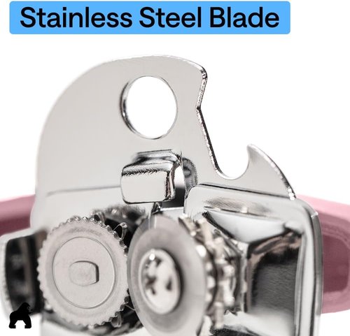 GORILLA GRIP Heavy Duty Can Opener - Smooth Edge Design with Comfortable Handle | Pink Color