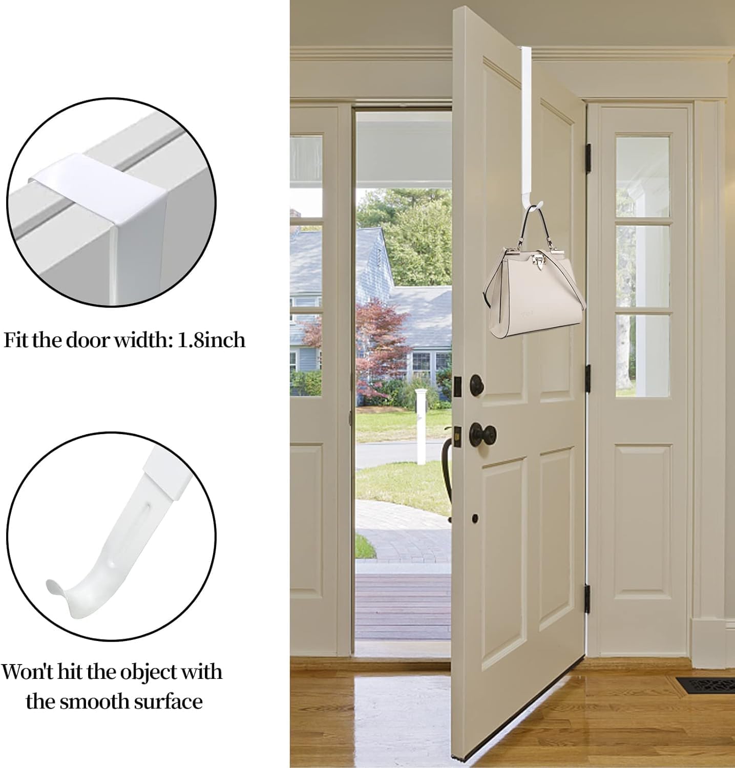 Skiennix Wreath Hanger - Adjustable 15 to 25 Inches | 20 lbs Capacity for Larger Doors - White