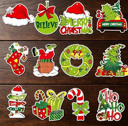 36 Wooden Christmas Ornaments Set - Rustic Holiday Tree Decor & Wreath Accents