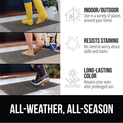GORILLA GRIP® Ultra Absorbent Front Door Mat - Traps Dirt & Moisture, 29x17 Charcoal, Stain & Fade Resistant