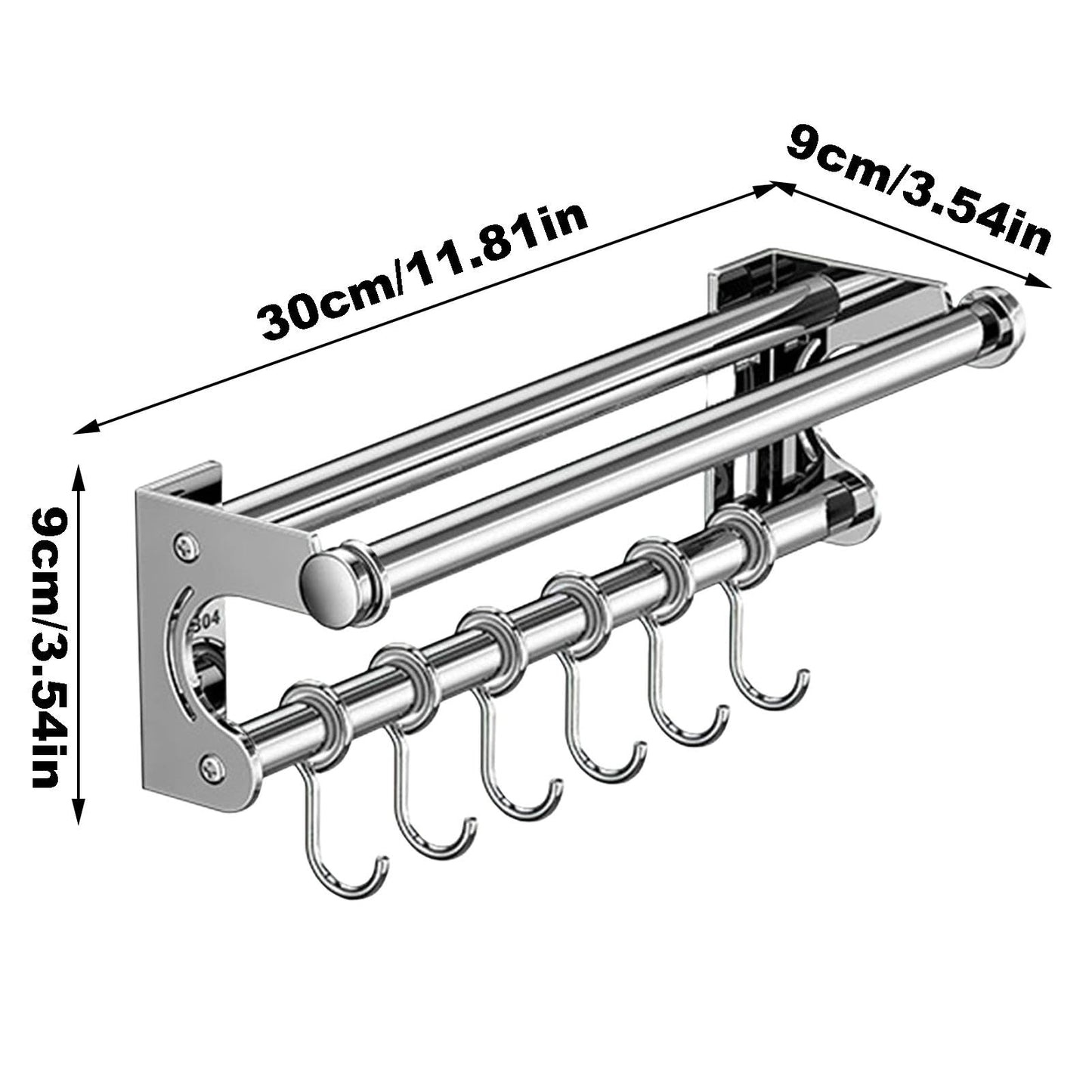 semofcen Kitchen Utensil Holder Hanger 30/40/50CM Stainless Steel Multifunctional Slide Rail Hook Space Saving Utensil Rack No Drilling Kitchen Rail for Hanging Cooking Utensils Mugs Spoons