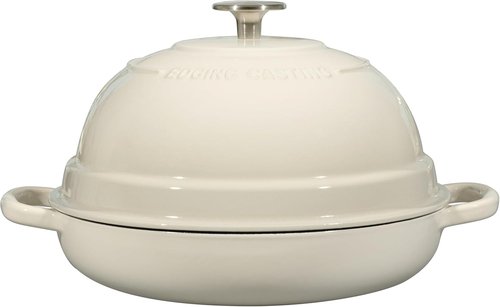EDGING CASTING Enameled Cast Iron Dutch Oven - 6 Quart Round Pot for Perfect Sourdough Baking | White