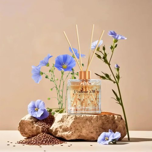 L'odeur Vill Reed Diffuser Set/Fresh Linen/3.38 fl.oz(100ML)/1 Pack with 6 Reed Sticks/Home Fragrance Diffuser, Oil Scent Diffuser for Bathroom Shelf Decor.