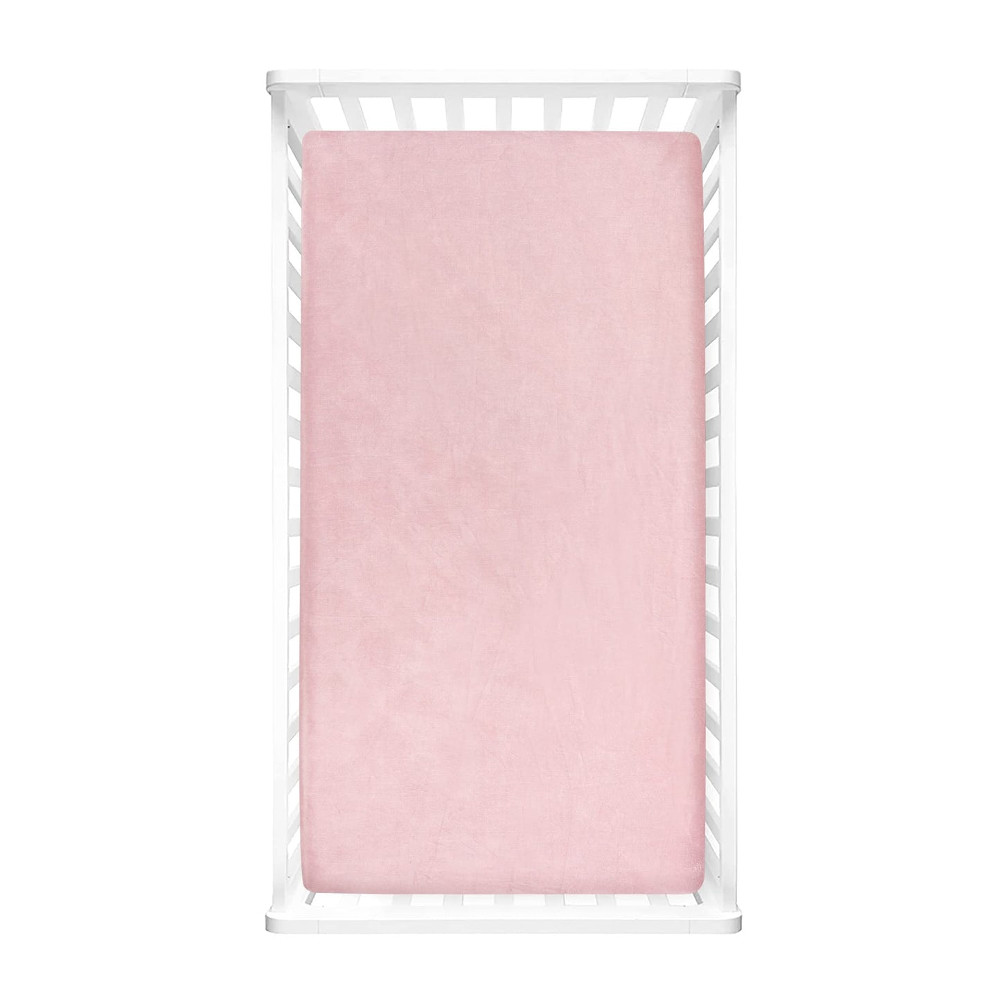 Lush Decor Baby Boho Metallic Hearts Solid Textured Linen Soft & Plush Fitted Crib Sheet, 52"x 28" x 9", Pink