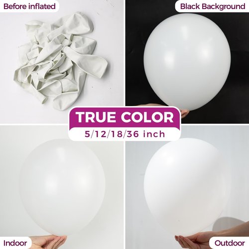 Bezente White Balloons 18 Inch - 30 Pack Large Thick White Balloons Big Round White Latex Balloons for Wedding Bridal Shower Anniversary Birthday Party Decorations