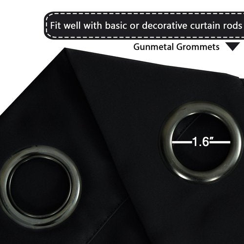 H.VERSAILTEX Blackout Patio Curtains 100 x 84 Inches for Sliding Door Extral Wide Blackout Curtain Panels Thermal Insulated Room Divider - Grommet Top, 7' Tall by 8.5' Wide - Jet Black