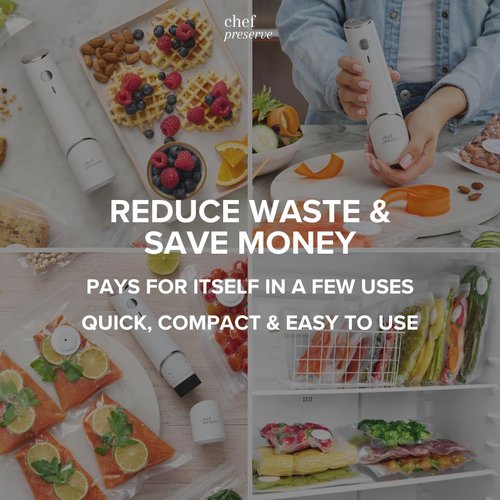 Chef Preserve Reusable Vacuum Sealer Bags - 30 BPA-Free Food Storage Bags | Odor-Resistant & Leak-Proof