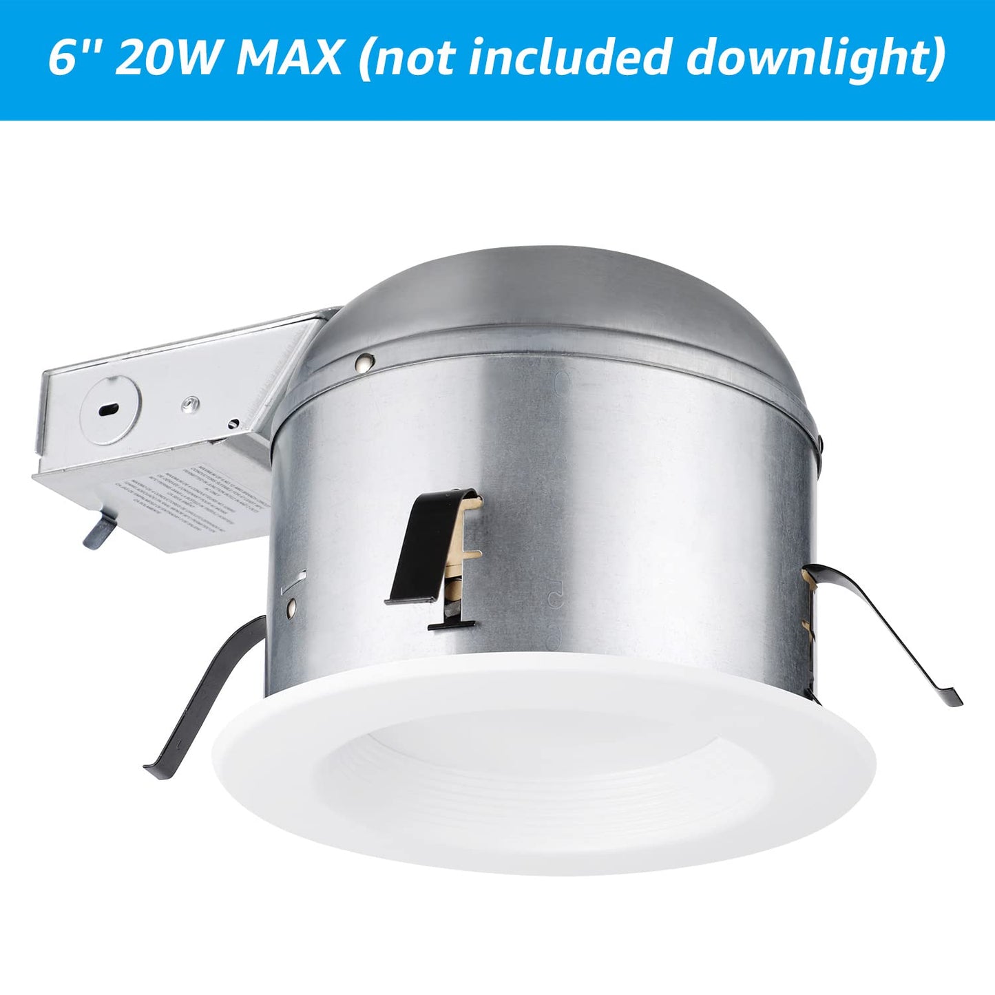 TORCHSTAR 8 Pack 6 Inch Remodel Recessed Lighting Housing, Shallow IC Rated AirTight 120-277V Can, Max 20W Compatible, TP24 Connector, ETL Listed, Damp Location
