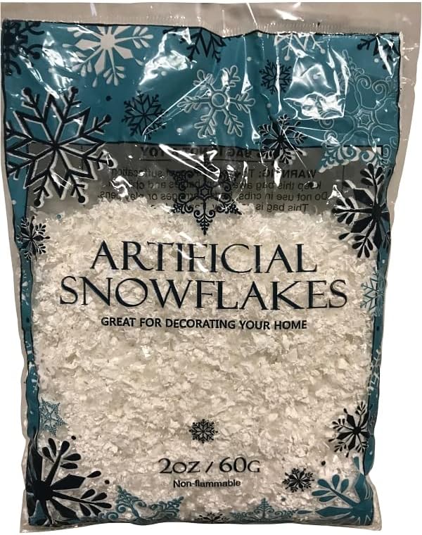 Rocky Mountain Goods Fake Snowflakes - Glittered Artificial Snow for Christmas Decor - 2 oz Bag