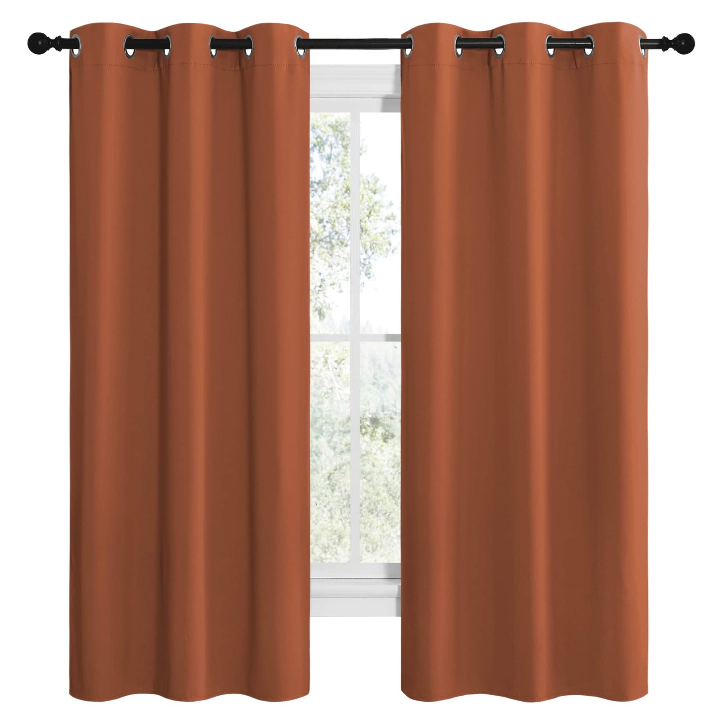 NICETOWN Bedroom Blackout Curtains 68 inches Long, Privacy and Thermal Insulated Blackout Drapes for Windows (Burnt Orange, 1 Pair, 42 x 68 inches)