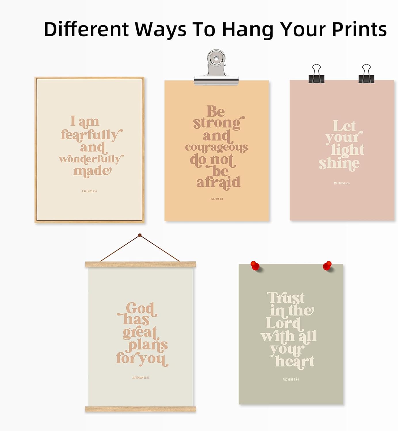 Regine Switzerland Bible Verse Wall Art - Inspirational Christian Canvas Prints for Kids | 8x10 Inch Unframed Set of 6